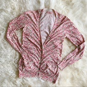 Anthropologie Velvet Brand Silk floral cardigan, S